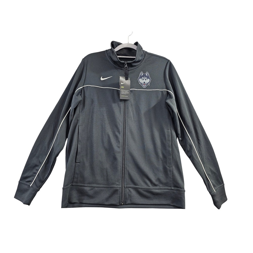 Nike Womens UConn Huskies Dri-FIT Full Zip Track Jacket Grey Sweatshirt M NEW